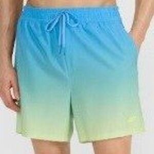 Lefties Man Turquoise Neon Green Ombre Swim Trunks Size Medium